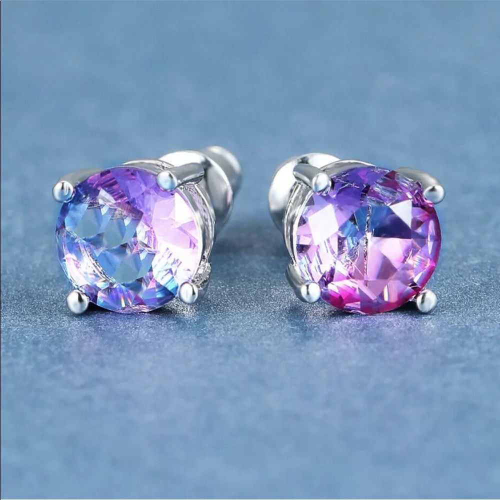 New Round Amethyst 2.12 Cts STUD EARRINGS - Picture 1 of 2